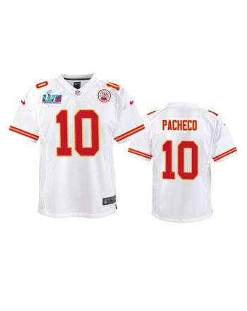 Isaih Pacheco 10 Kansas City Chiefs Super Bowl LVII Game Jersey - Youth White