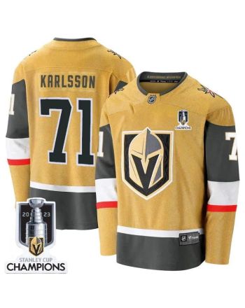 William Karlsson 71 Vegas Golden Knights 2023 Stanley Cup Champions Patch Breakaway Home Jersey - Gold