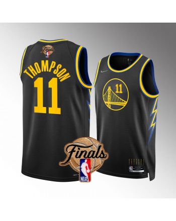 Golden State Warriors 11 Klay Thompson 2022 Finals Black Jersey Diamond Badge