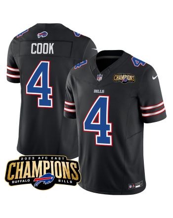 James Cook 4 Buffalo Bills 2023 AFC East Champions Patch Game Men Jersey - Black