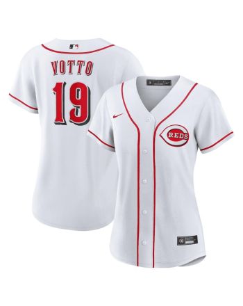 Joey Votto 19 Cincinnati Reds Women Home Jersey - White