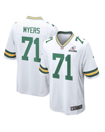 Josh Myers 71 Green Bay Packers 2023 Playoffs Patch Game Men Jersey - White