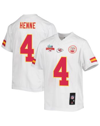 Chad Henne 4 Kansas City Chiefs Super Bowl LVII Champions 3 Stars Youth Game Jersey - White