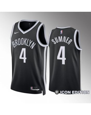 Brooklyn Nets Icon Edition Edmond Sumner 4 Black Jersey 2022-23 Swingman