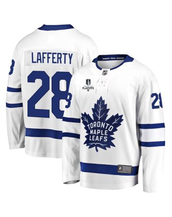 Sam Lafferty 28 Toronto Maple Leafs Stanley Cup 2023 Playoffs Patch Away Breakaway Men Jersey - White