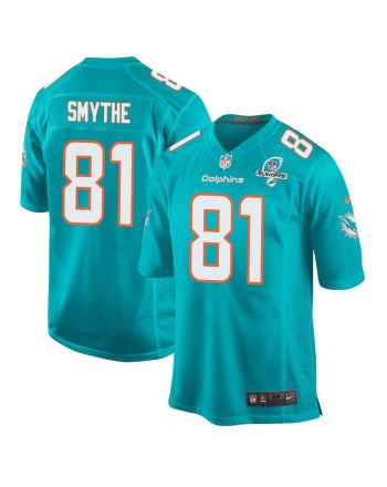 Durham Smythe 81 Miami Dolphins 2023 Playoffs Patch Game Men Jersey - Aqua