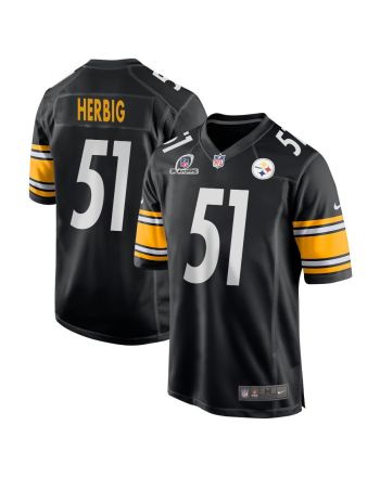 Nick Herbig 51 Pittsburgh Steelers 2023 Playoffs Patch Game Men Jersey - Black