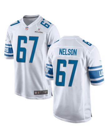 Matt Nelson 67 Detroit Lions 2024 Divisional Patch Game Men Jersey - White