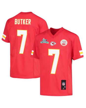 Harrison Butker 7 Kansas City Chiefs Super Bowl LVII Champions Youth Game Jersey - Red