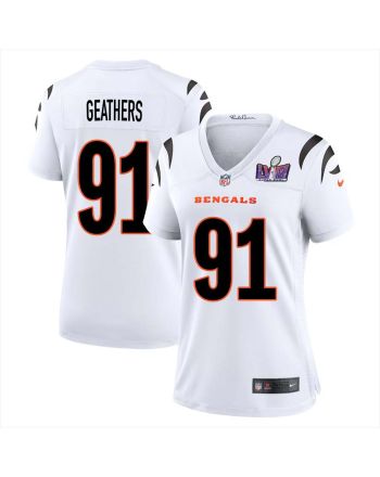 Robert Geathers 91 Cincinnati Bengals Super Bowl LVIII Women Away Limited Jersey - White