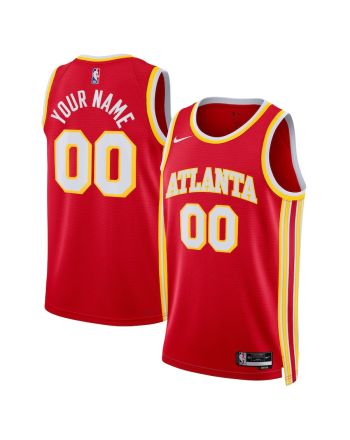 Atlanta Hawks Custom 00 Men 2022/23 Swingman Jersey Red - Icon Edition