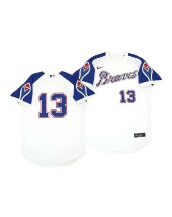 Atlanta Braves Ronald Acuna Jr. 13 Cooperstown White Throwback Home Jersey