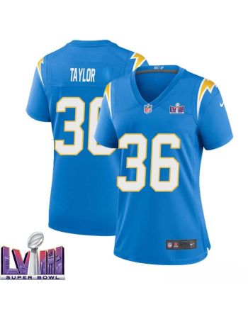 Ja'Sir Taylor 36 Los Angeles Chargers Super Bowl LVIII Women Home Game Jersey - Powder Blue