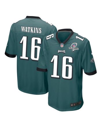 Quez Watkins 16 Philadelphia Eagles 2023 Playoffs Patch Game Men Jersey - Midnight Green