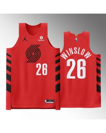 Portland Trail Blazers 26 Justise Winslow Red Jersey 2022-23 Statement Edition