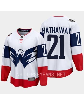 Garnet Hathaway 21 Washington Capitals 2023 Jersey Stadium White Primegreen