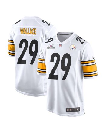 Levi Wallace 29 Pittsburgh Steelers 2023 Playoffs Patch Game Men Jersey - White