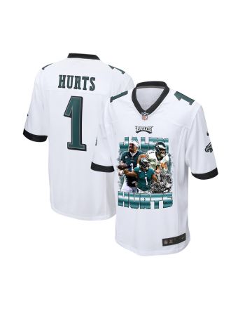 Jalen Hurts 1 Philadelphia Eagles Heartbeat Game YOUTH Jersey - White