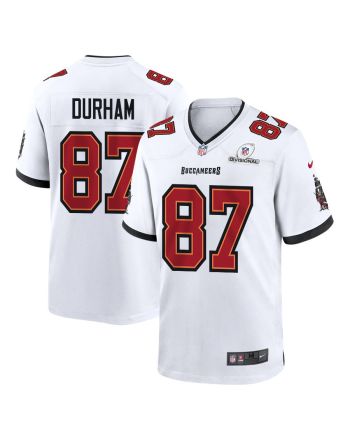 Payne Durham 87 Tampa Bay Buccaneers 2024 Divisional Patch Game Men Jersey - White