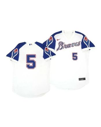 Atlanta Braves Freddie Freeman 5 Cooperstown White Throwback Home Jersey