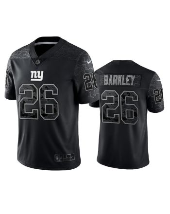 Saquon Barkley 26 New York Giants Black Reflective Limited Jersey - Men