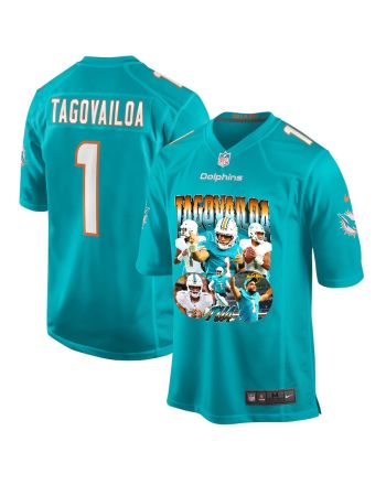 Tua Tagovailoa 1 Miami Dolphins Hawaiian Hero Game Jersey, Aqua- Men