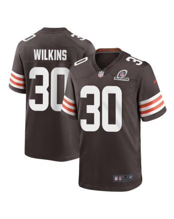 Jordan Wilkins 30 Cleveland Browns 2023 Playoffs Patch Game Men Jersey - Brown