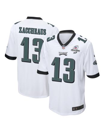 Olamide Zaccheaus 13 Philadelphia Eagles 2023 Playoffs Patch Game Men Jersey - White