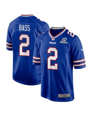 Tyler Bass 2 Buffalo Bills 2023 Playoffs Patch Game Men Jersey - Royal