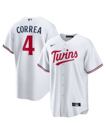 Carlos Correa 4 Minnesota Twins Team Logo Home Men Jersey - White