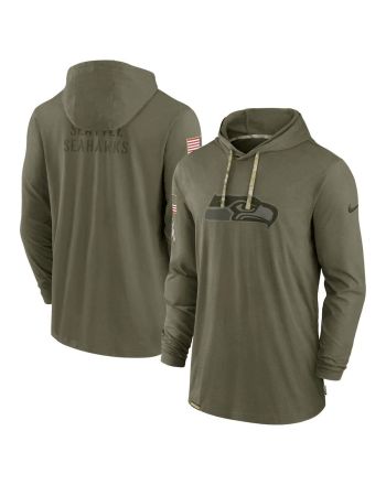 Men Seattle Seahawks 2022 Salute to Service Tonal Pullover Hoodie - Olive