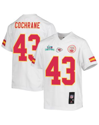 Jack Cochrane 43 Kansas City Chiefs Super Bowl LVII Champions Youth Game Jersey - White