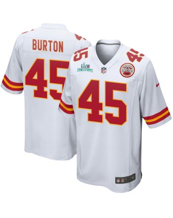 Michael Burton 45 Kansas City Chiefs Super Bowl LVII Champions Men Game Jersey - White