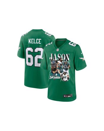 Jason Kelce 62 Philadelphia Eagles Fat Batman Signed Game YOUTH Jersey - Kelly Green