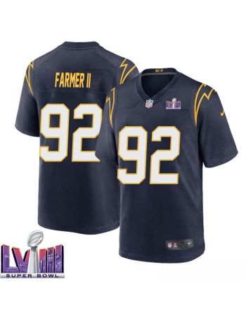 Andrew Farmer II 92 Los Angeles Chargers Super Bowl LVIII Men Alternate Game Jersey - Navy