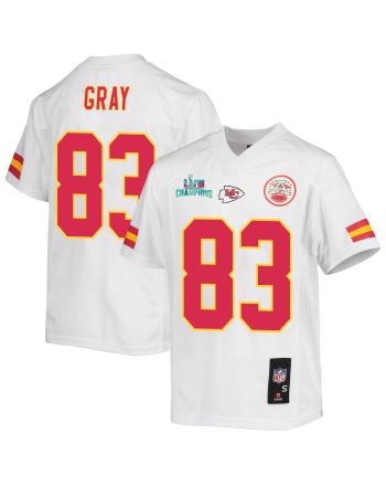 Noah Gray 83 Kansas City Chiefs Super Bowl LVII Champions Youth Game Jersey - White