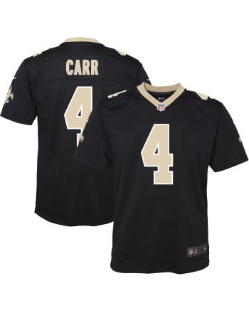 Derek Carr 4 New Orleans Saints Game Youth Jersey - Black