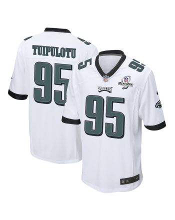 Marlon Tuipulotu 95 Philadelphia Eagles 2023 Playoffs Patch Game Men Jersey - White