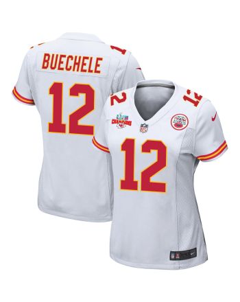 Shane Buechele 12 Kansas City Chiefs Super Bowl LVII Champions 3 Stars Women Game Jersey - White