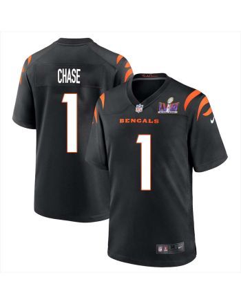 Ja’Marr Chase 1 Cincinnati Bengals Super Bowl LVIII Men Home Limited Jersey - Black