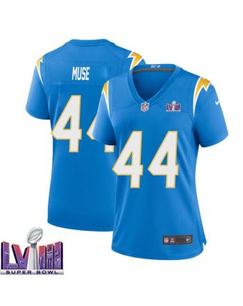 Tanner Muse 44 Los Angeles Chargers Super Bowl LVIII Women Home Game Jersey - Powder Blue