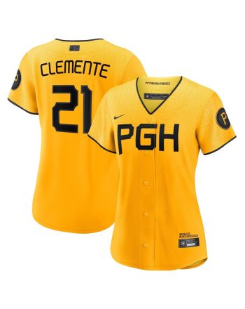 Roberto Clemente 21 Pittsburgh Pirates 2023 City Connect Women Jersey - Gold