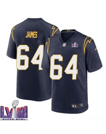 Brenden Jaimes 64 Los Angeles Chargers Super Bowl LVIII Men Alternate Game Jersey - Navy