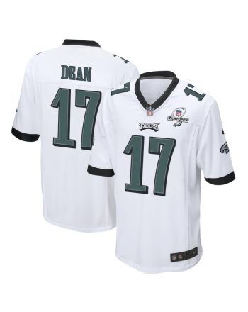 Nakobe Dean 17 Philadelphia Eagles 2023 Playoffs Patch Game Men Jersey - White