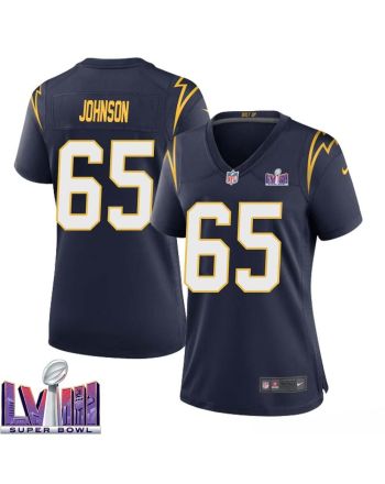 Zion Johnson 65 Los Angeles Chargers Super Bowl LVIII Women Alternate Game Jersey - Navy