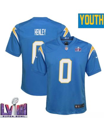 Daiyan Henley 0 Los Angeles Chargers Super Bowl LVIII YOUTH Home Game Jersey - Powder Blue