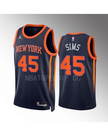 New York Knicks Jericho Sims 45 2022-23 Statement Edition Navy Men Jersey Swingman