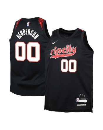 Scoot Henderson 00 Portland Trail Blazers 2023/24 City Edition Swingman YOUTH Jersey - Black