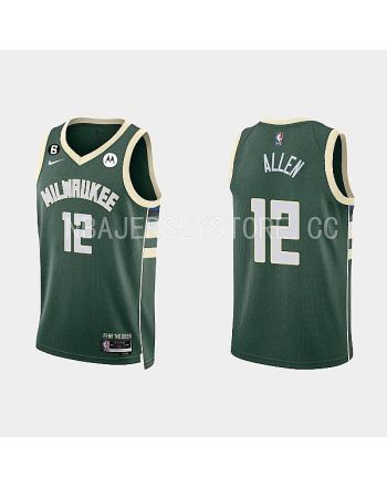 Milwaukee Bucks 12 Grayson Allen 2022-23 Icon Edition Hunter Green Men Jersey