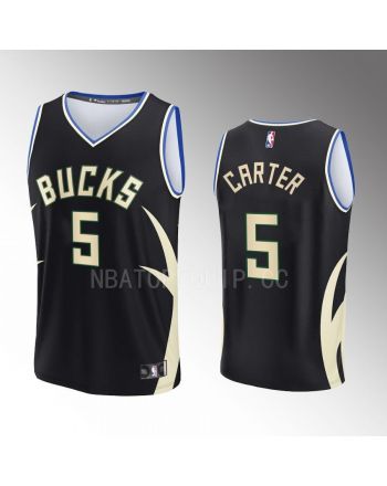 Milwaukee Bucks 5 Jevon Carter Statement Edition Men Jersey 2022-23 Fast Break Black